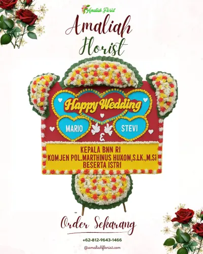 Karangan Papan Bunga Pernikahan di Adipasir